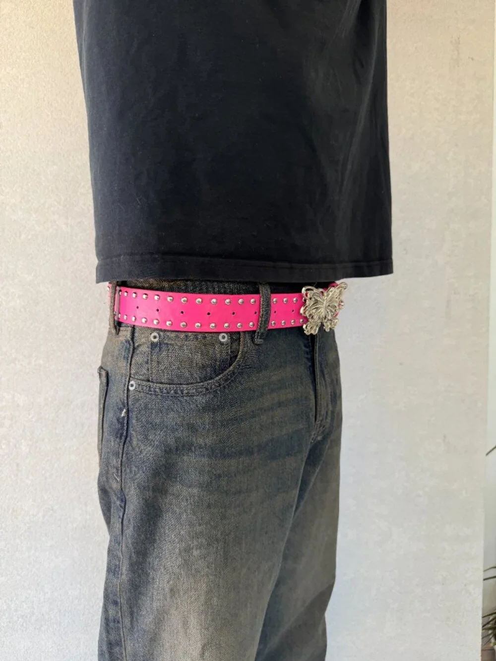 Fuchsia Pink Rhinestone Butterfly Western Belt